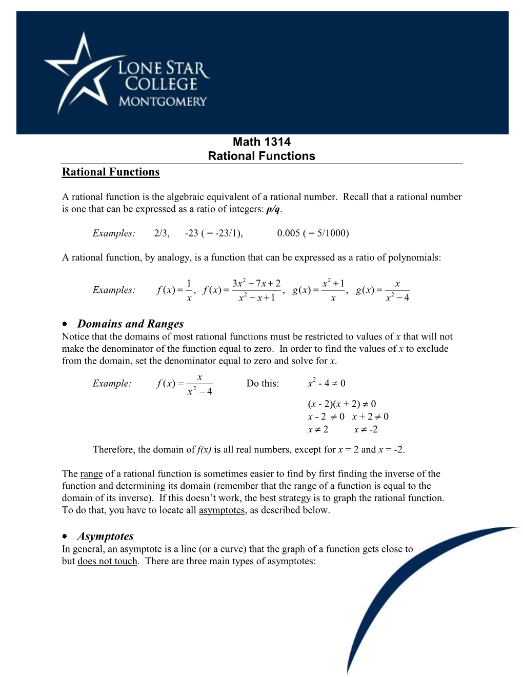 Rational Functions Rational Functions