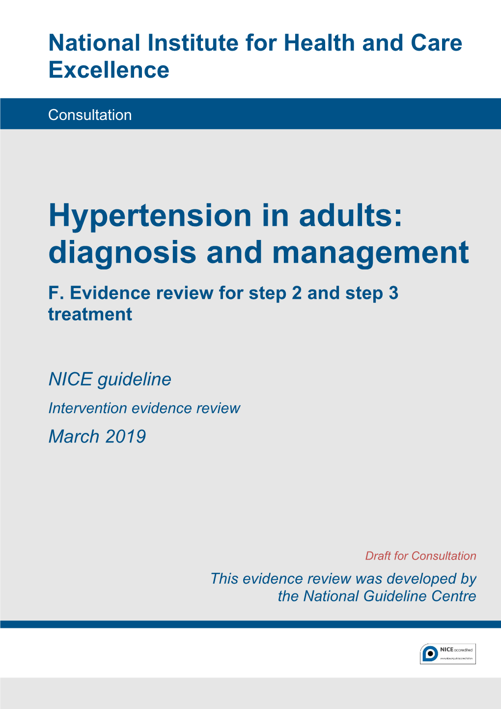 Hypertension in Adults: Diagnosis and Management F