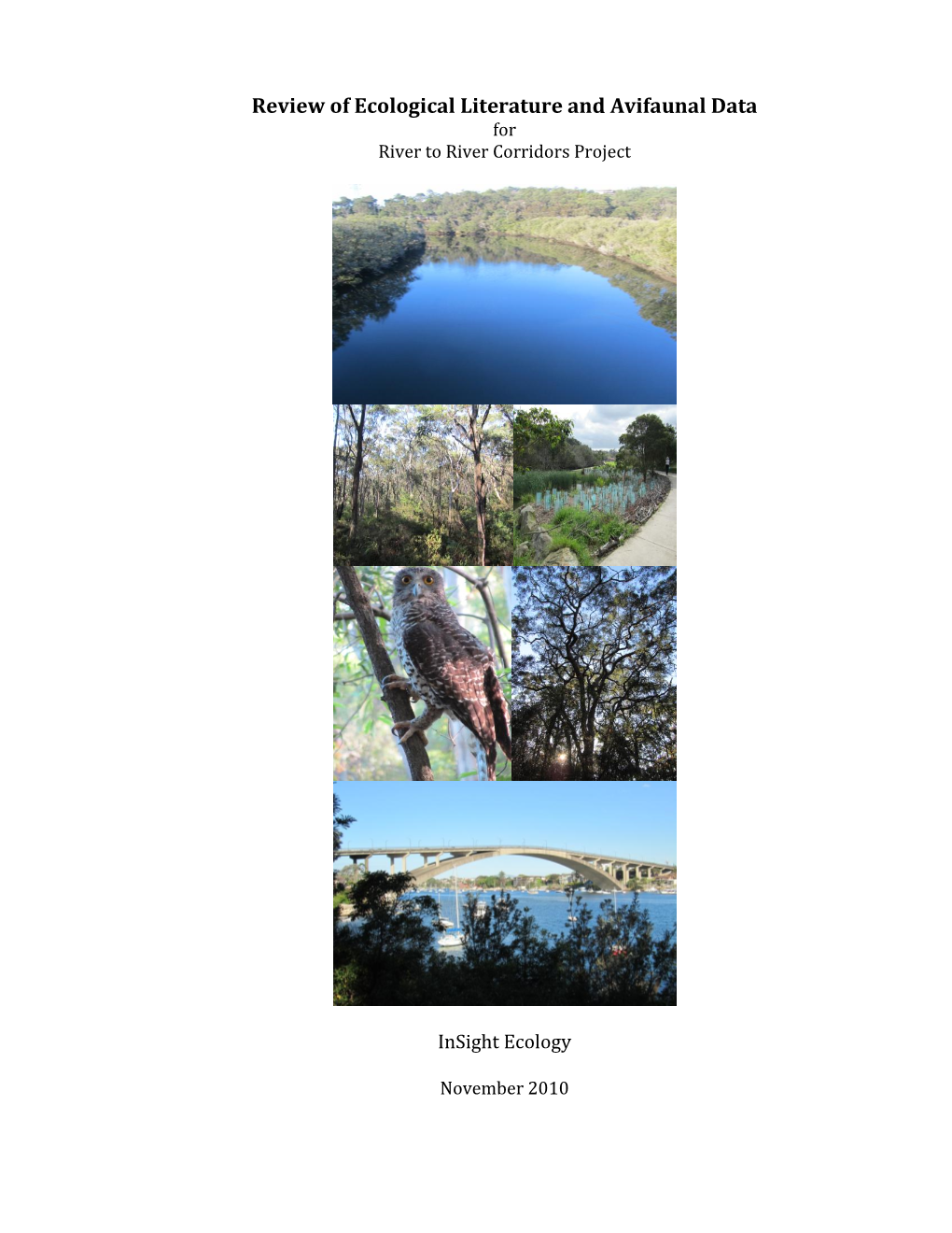 Review of Ecological Literature and Avifaunal Data for River to River Corridors Project