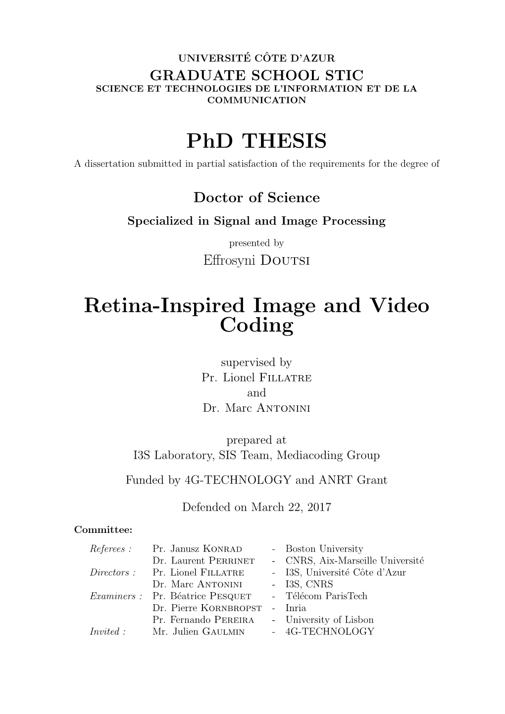 Phd THESIS Retina-Inspired Image and Video Coding