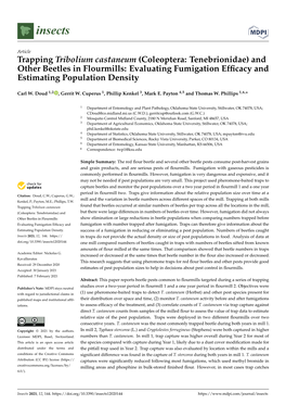 Trapping Tribolium Castaneum (Coleoptera: Tenebrionidae) and Other Beetles in Flourmills: Evaluating Fumigation Efﬁcacy and Estimating Population Density