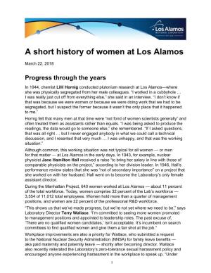 A Short History of Women at Los Alamos