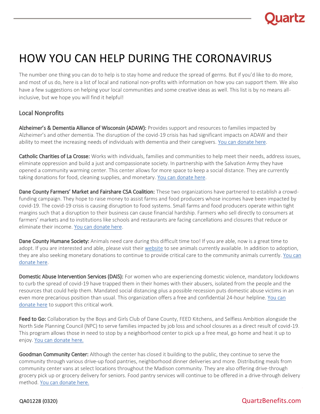 How You Can Help During the Coronavirus