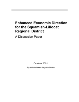 Enhanced Economic Direction for the Squamish-Lillooet Regional District a Discussion Paper