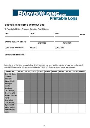 Bodybuilding.Com's Workout Log