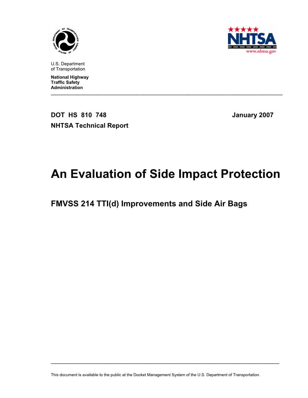 An Evaluation of Side Impact Protection