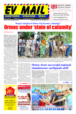 Ormoc Under ‘State of Calamity’