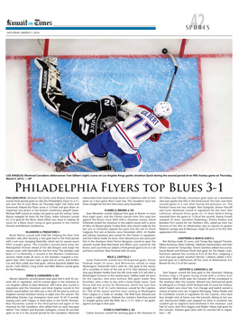 Philadelphia Flyers Top Blues 3-1