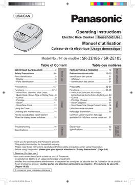 Operating Instructions Manuel D'utilisation