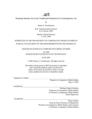 Situating Internet Art in the Traditional Institution for Contemporary Art by Karen A