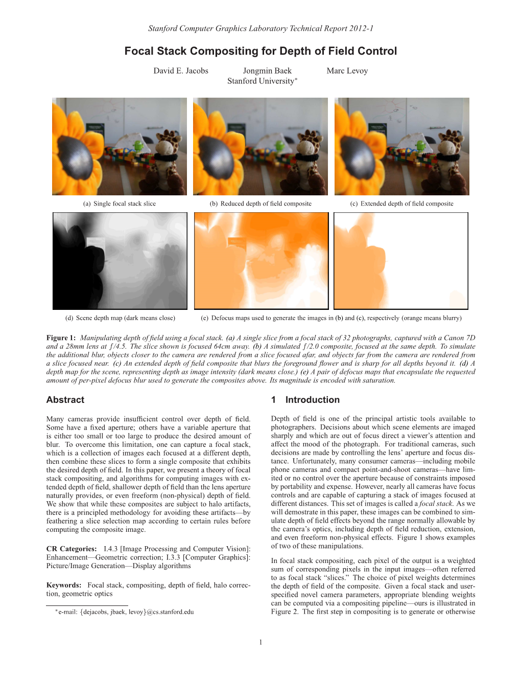 Focal Stack Compositing for Depth of Field Control