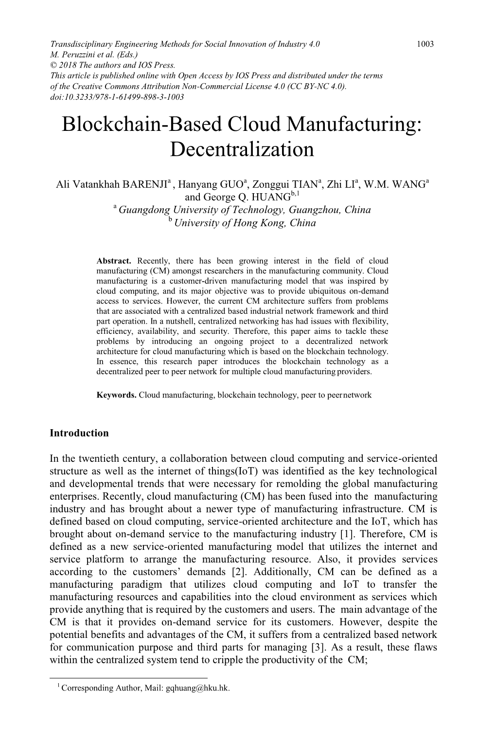 Blockchain-Based Cloud Manufacturing: Decentralization