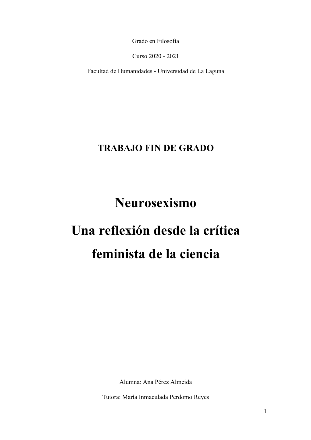 Neurosexismo Una Reflexión Desde La Crítica Feminista De La Ciencia