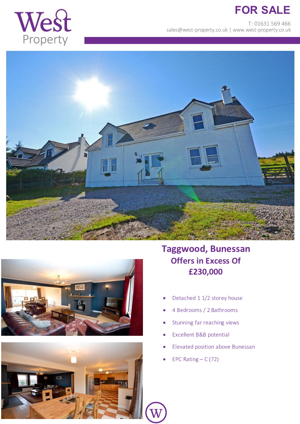 Taggwood, Fountainhead, Bunessan, Isle of Mull, PA67 6DP Offers in Excess of £230,000