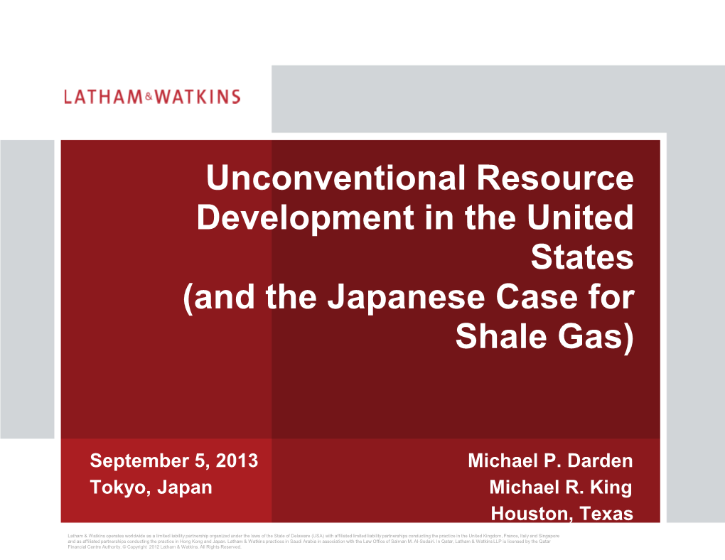 And the Japanese Case for Shale Gas)