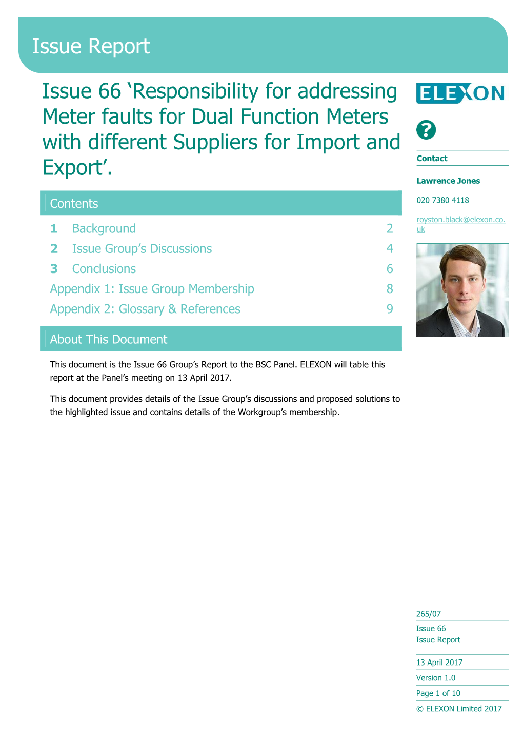 Issue 66 'Responsibility for Addressing Meter Faults for Dual Function