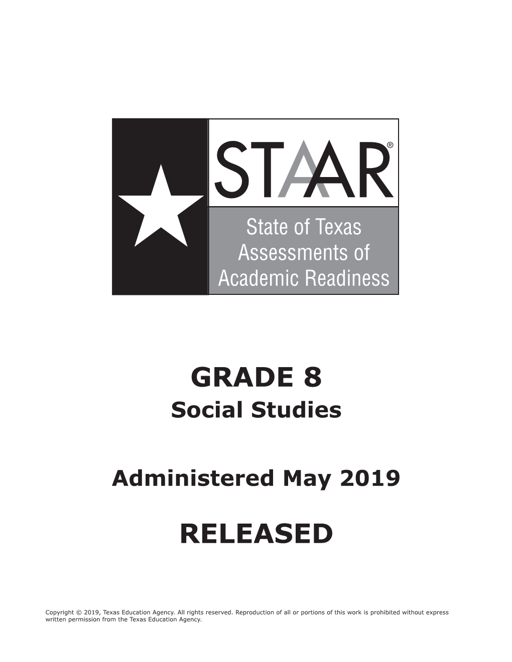 STAAR Grade 8 Social Studies May 2019 Released