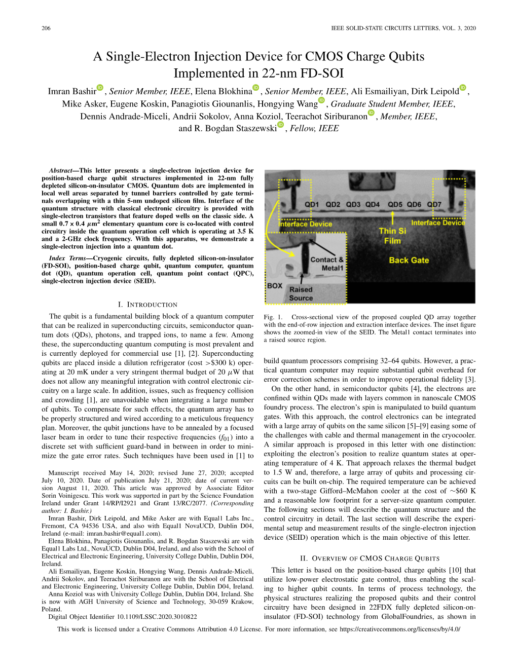 A Single-Electron Injection Device for CMOS Charge Qubits Implemented in 22-Nm FD-SOI