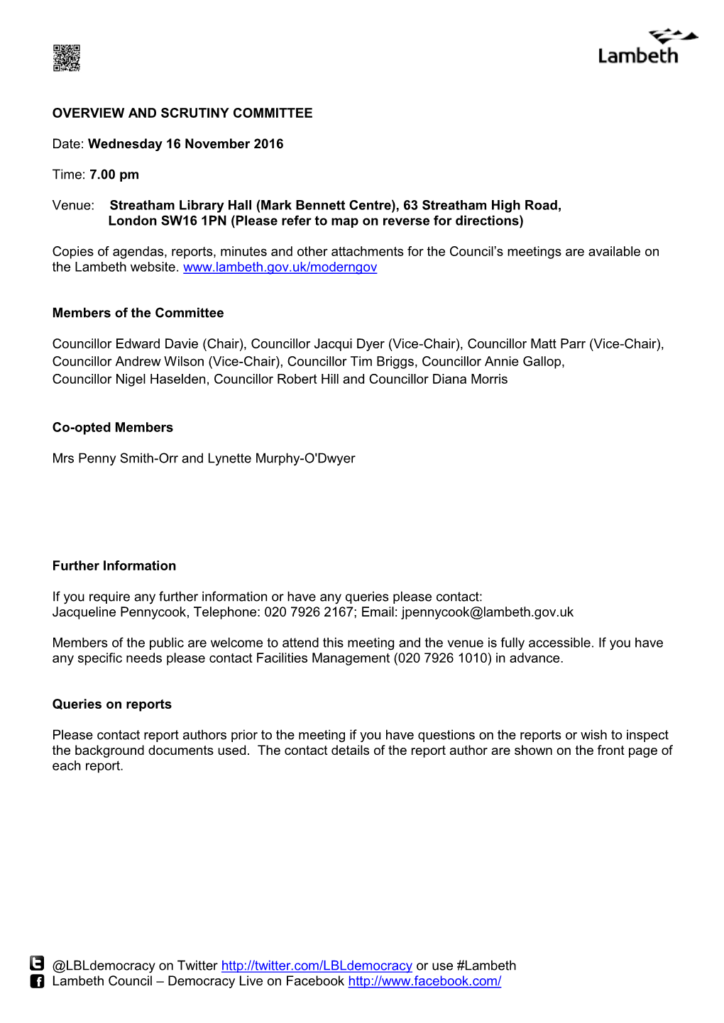 (Public Pack)Agenda Document for Overview and Scrutiny Committee