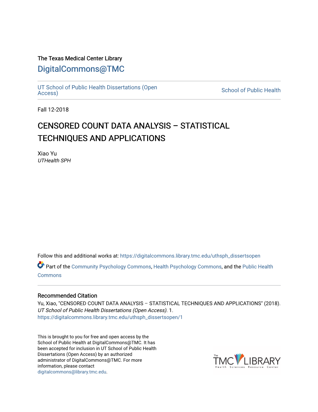 Censored Count Data Analysis – Statistical Techniques and Applications