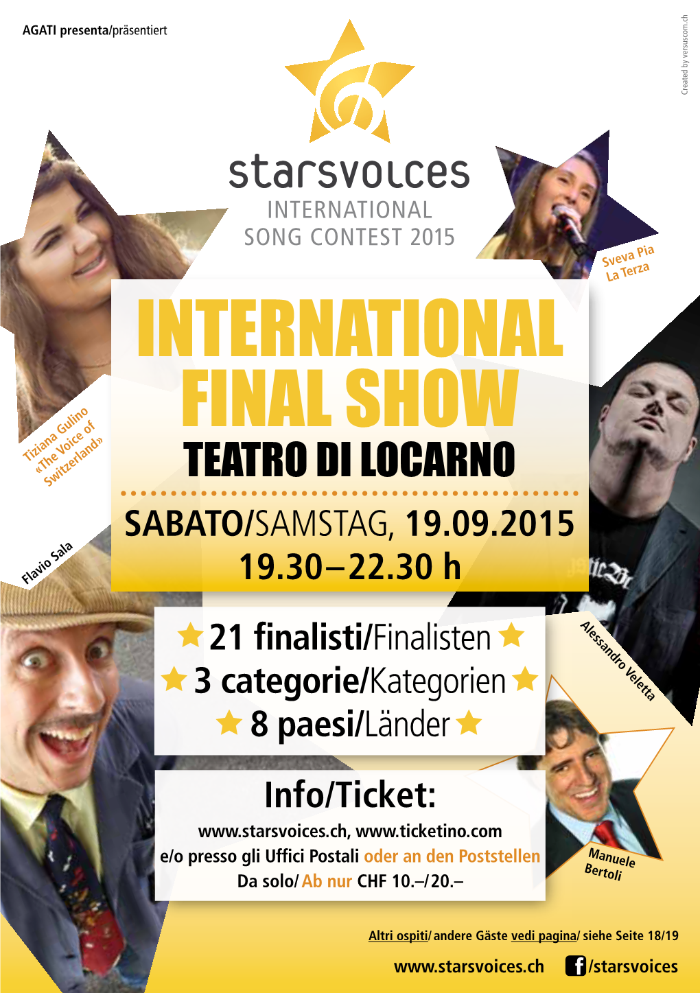 INTERNATIONAL FINAL SHOW Tiziana Gulino «The Voice of Switzerland» TEATRO DI LOCARNO SABATO/SAMSTAG, 19.09.2015