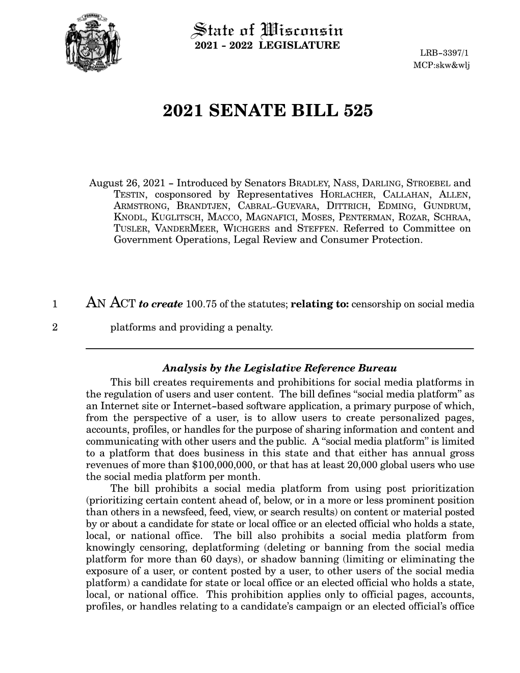 2021 Senate Bill 525