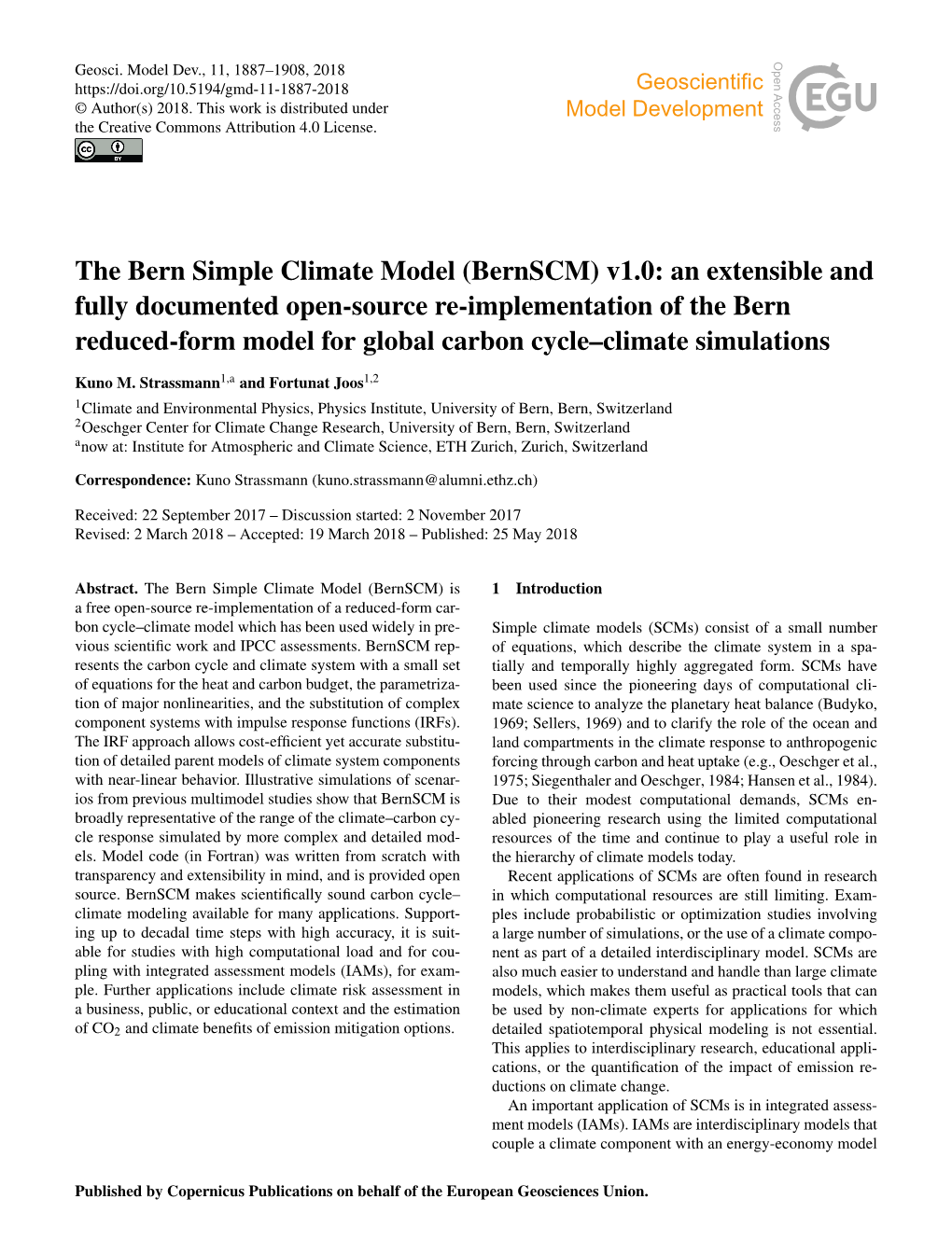 The Bern Simple Climate Model