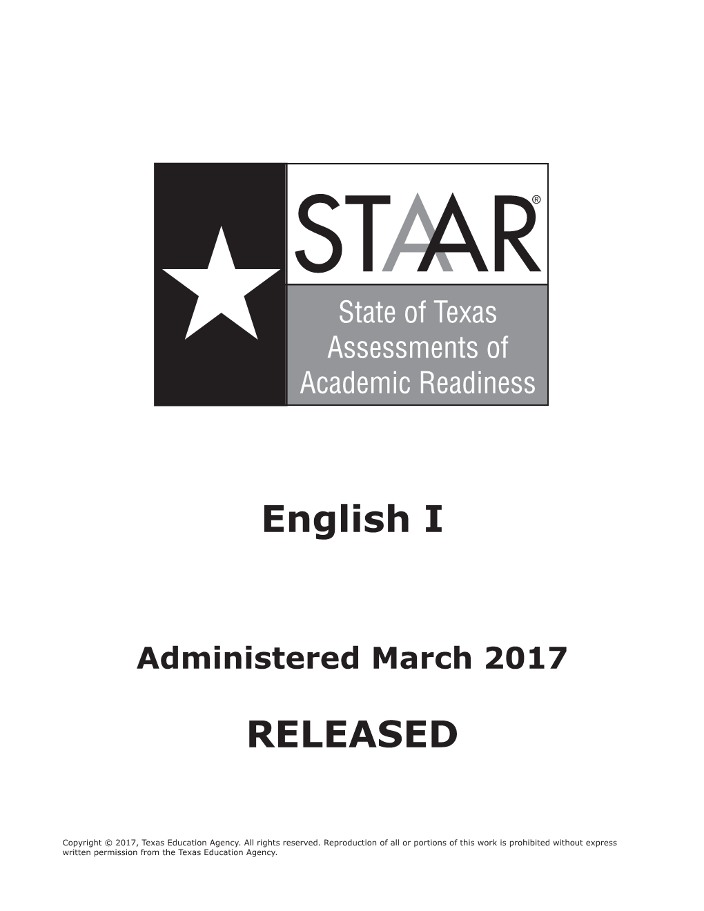 STAAR English I Released 2017