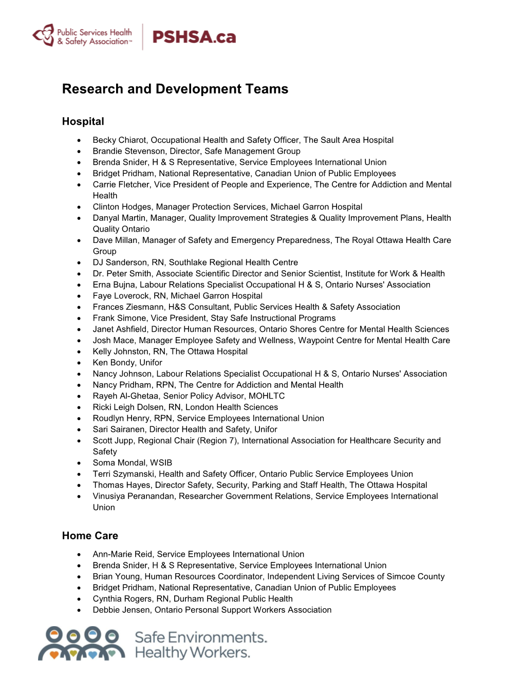 Research and Development Teams
