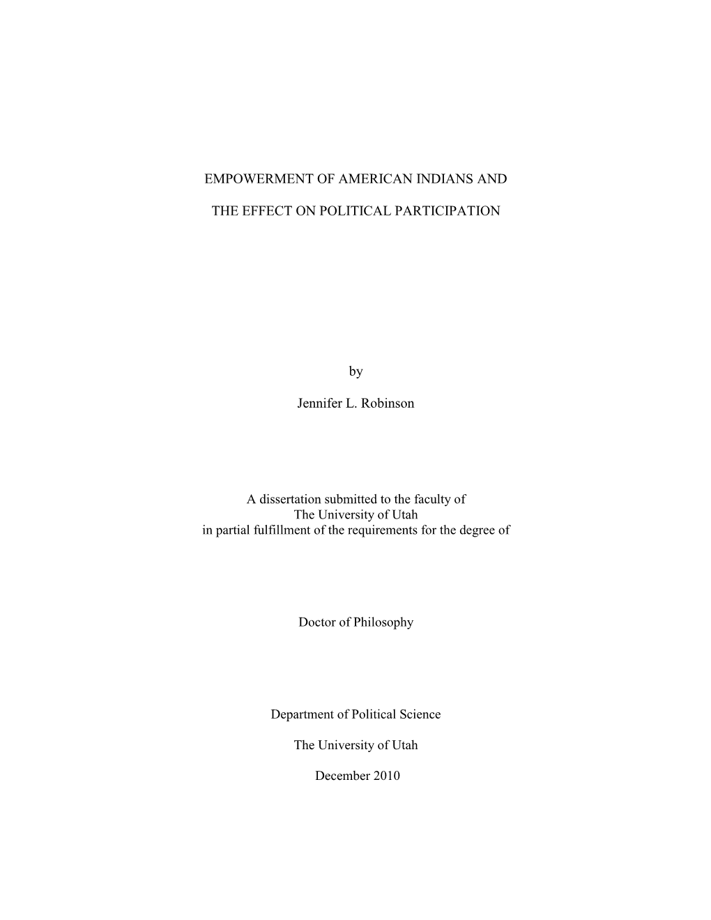 Empowerment of American Indians and the Effect on Political Participation