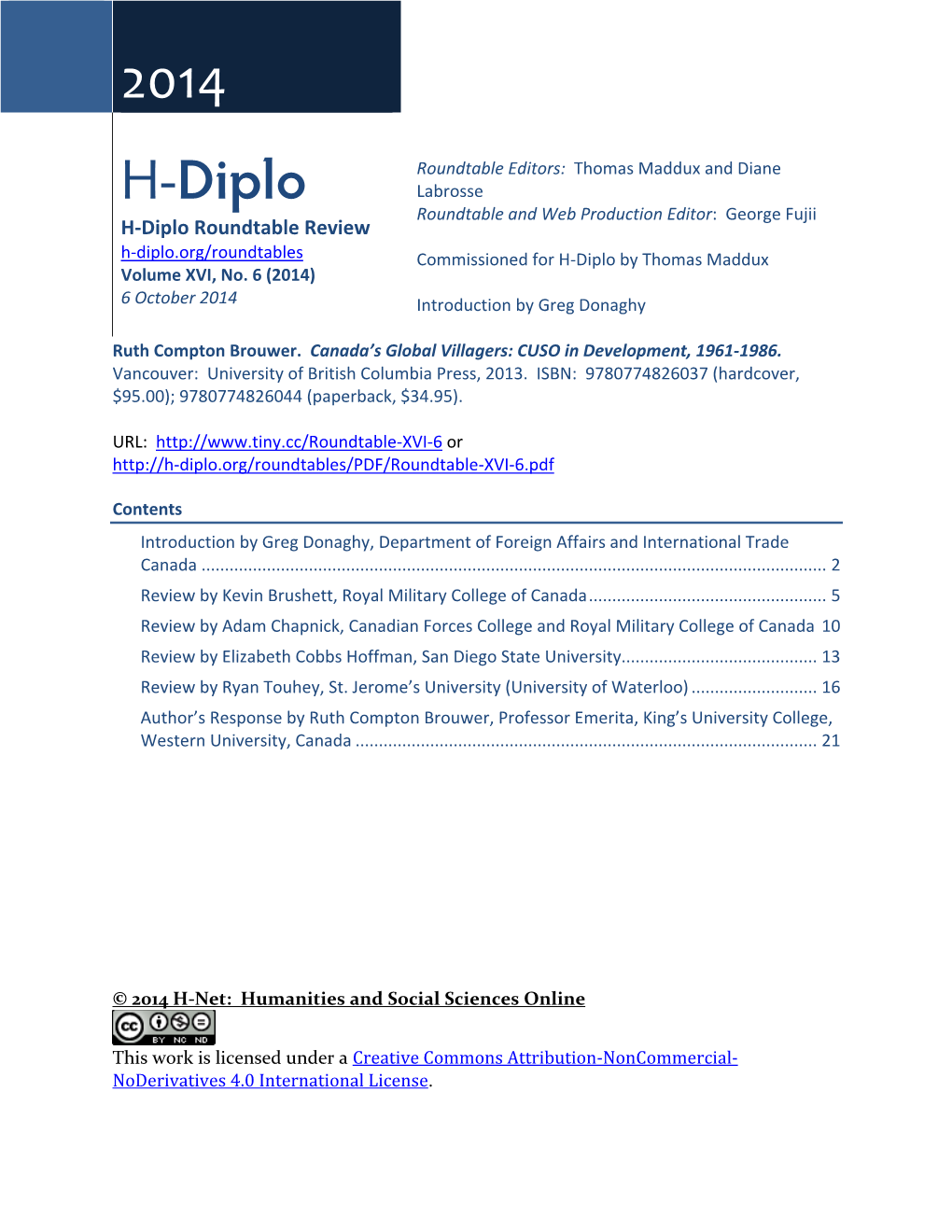 H-Diplo Roundtable, Vol