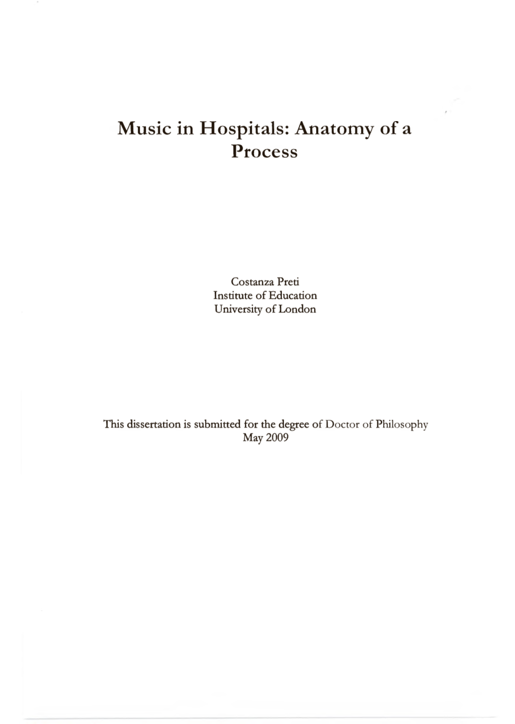 Music in Hospitals: Anatomy of a Process