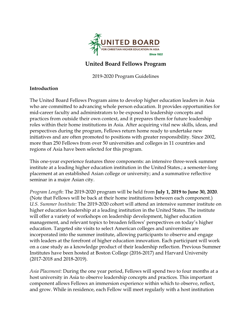 United Board Fellows Program