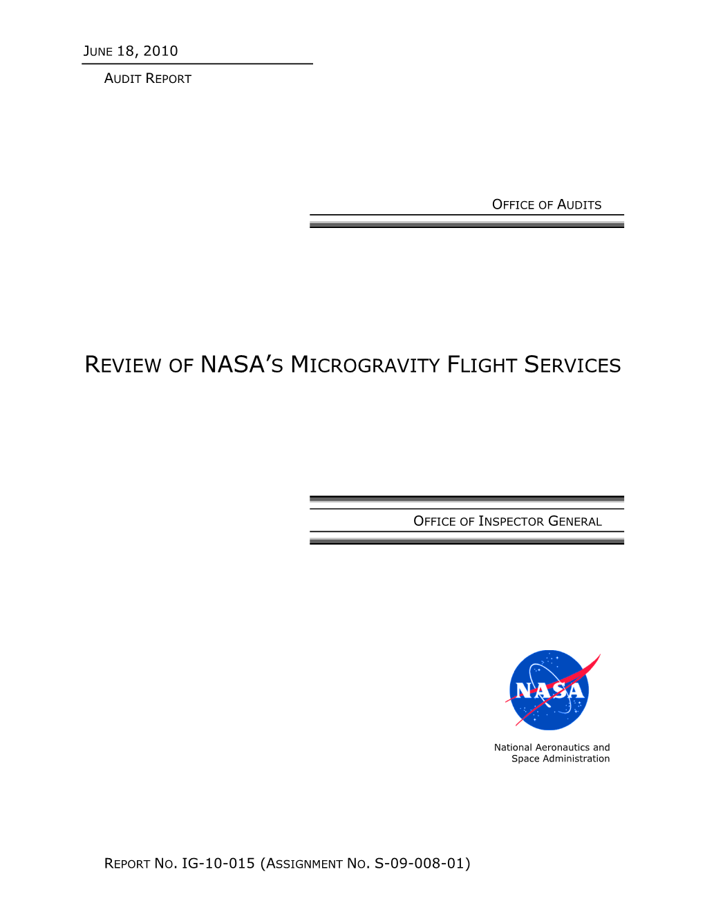 Review of Nasa's Microgravity Flight Services