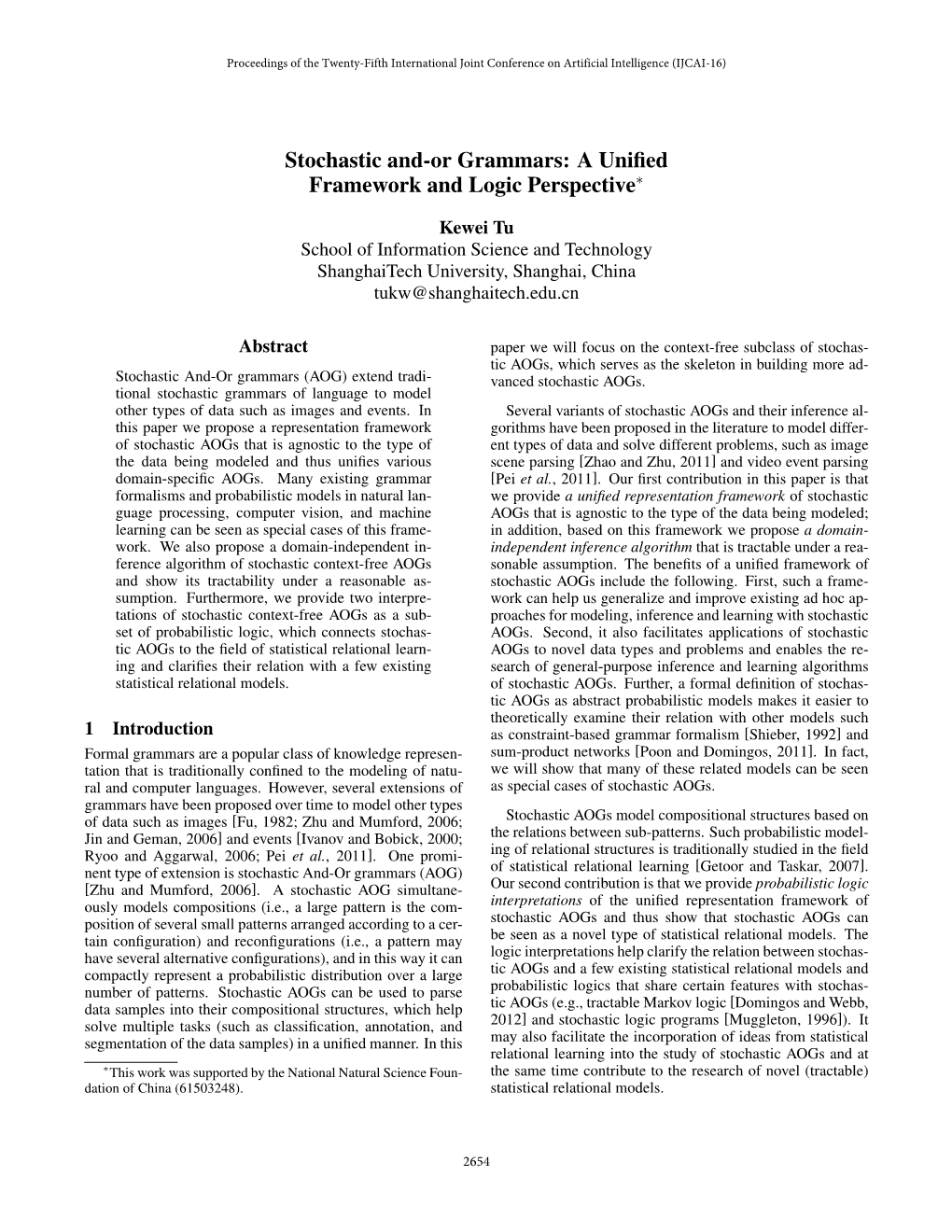 Stochastic And-Or Grammars: a Unified Framework and Logic Perspective