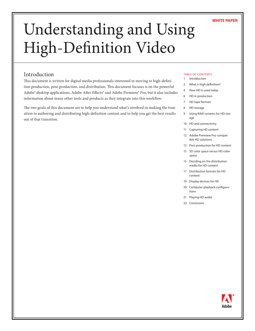 Understanding and Using High-Definition Video