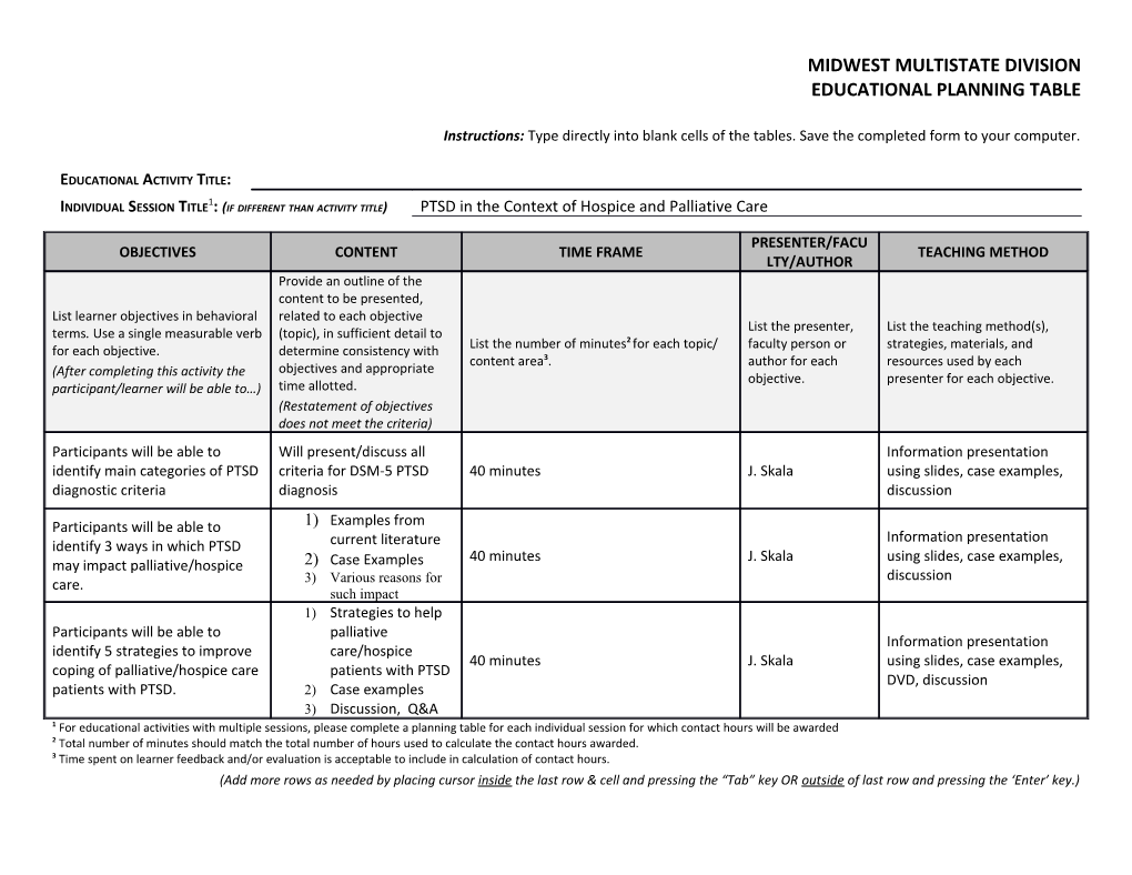 Education Design I Documentation Format