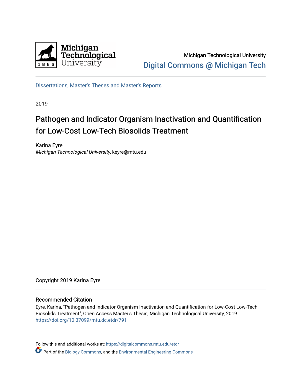 Pathogen and Indicator Organism Inactivation and Quantification for Low-Cost Low-Tech Biosolids Treatment