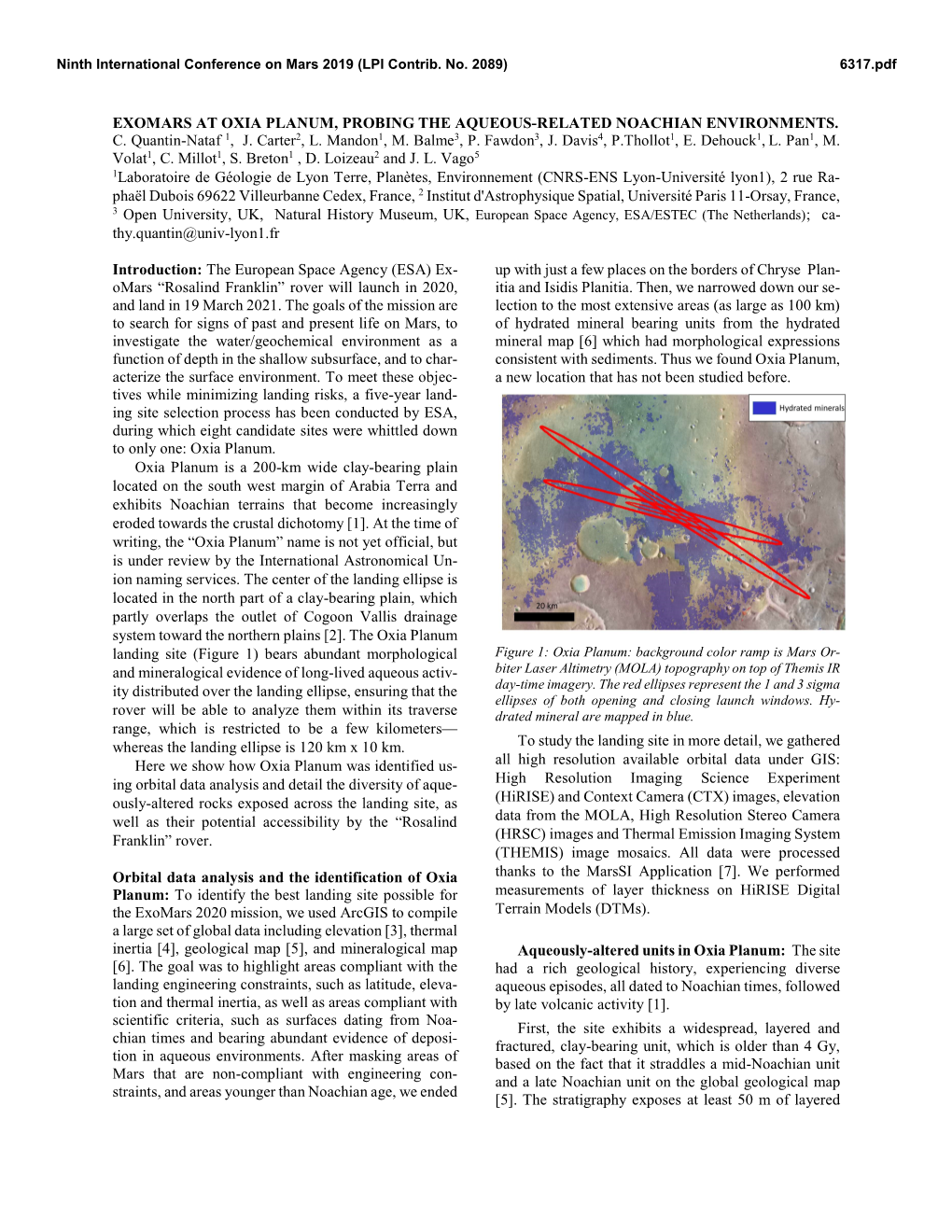 Exomars at Oxia Planum, Probing the Aqueous-Related Noachian Environments