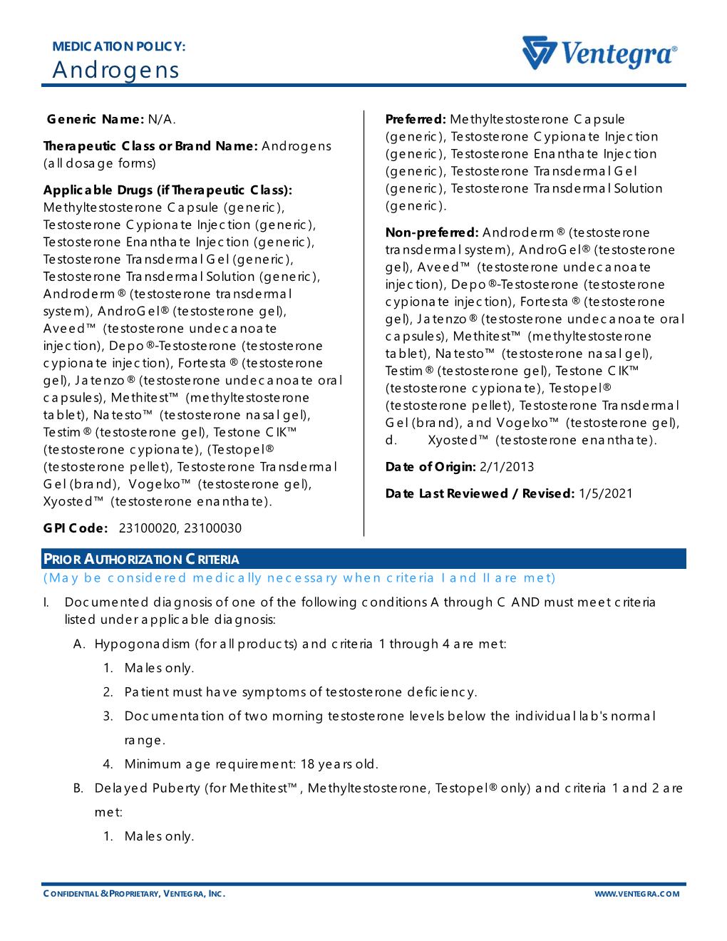 Androgens (All Dosage Forms)