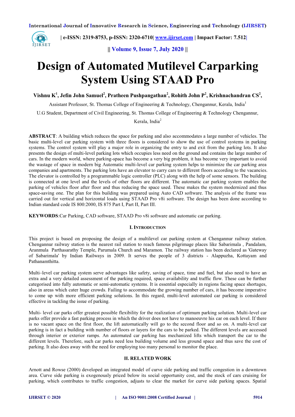 Design of Automated Mutilevel Carparking System Using STAAD Pro