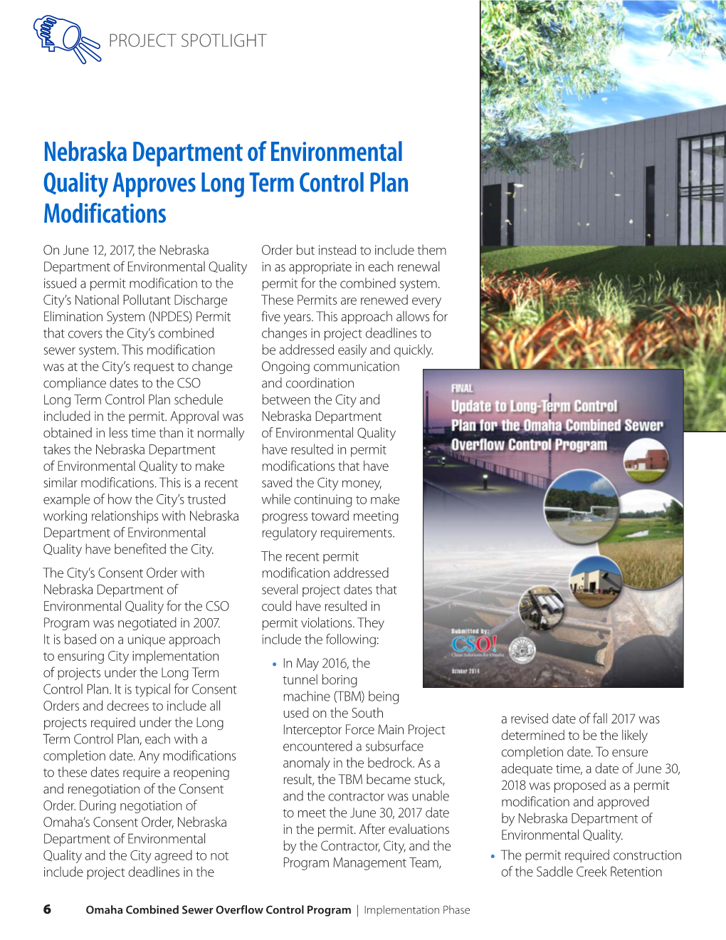 Nebraska Department of Environmental Quality Approves Long Term Control Plan Modifications