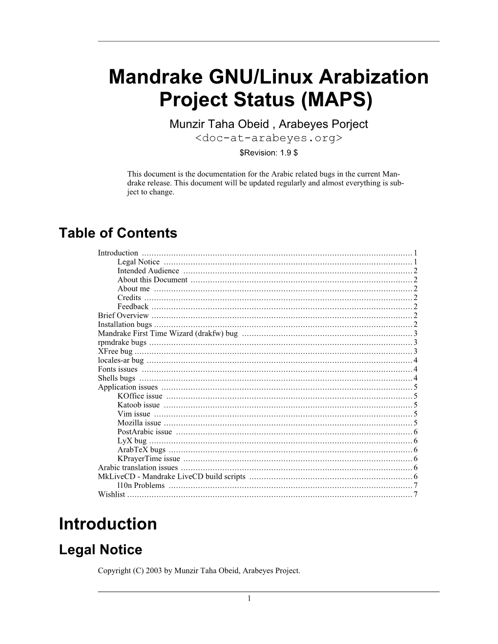 Mandrake GNU/Linux Arabization Project Status (MAPS)