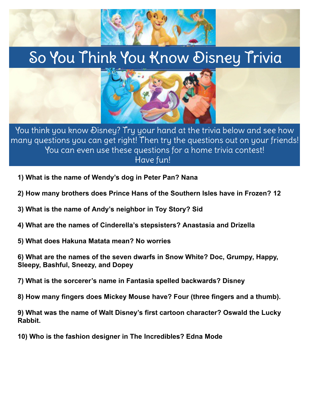 Disney Trivia