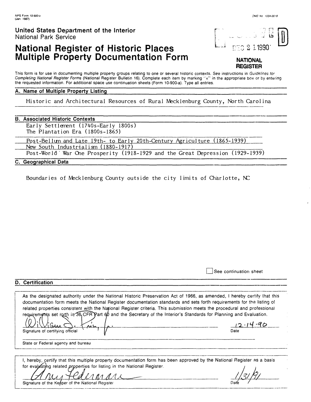 National Register of Historic Places Multiple Property Documentation