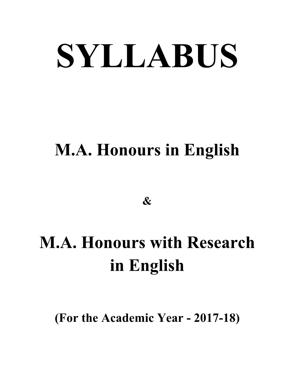 4.107 M.A.(Hons.) in English & with Research Sem