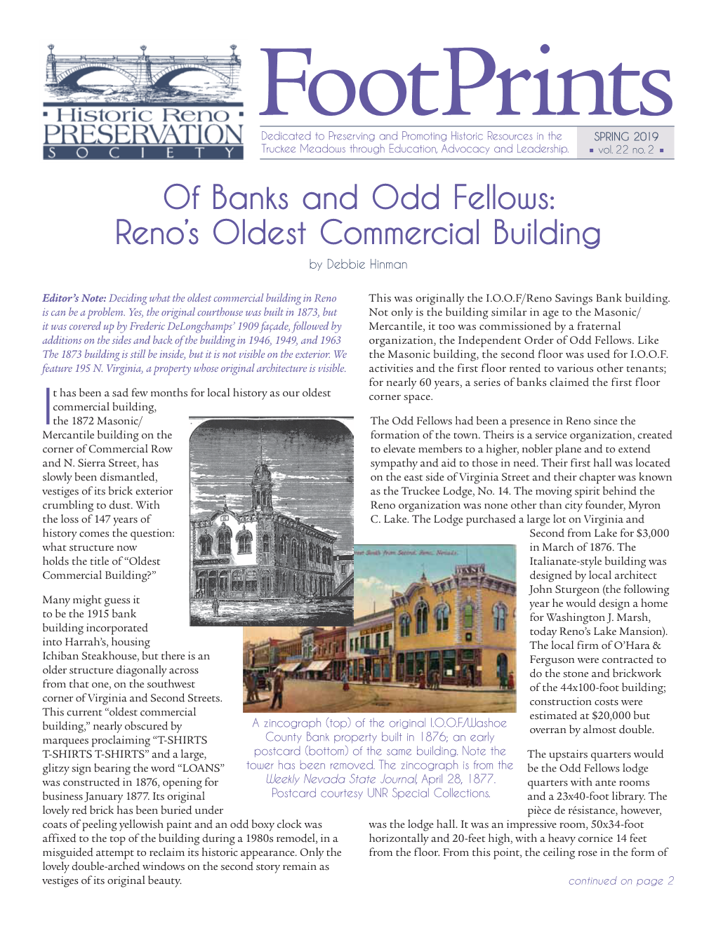 Of Banks and Odd Fellows: Reno’S Oldest Commercial Building by Debbie Hinman