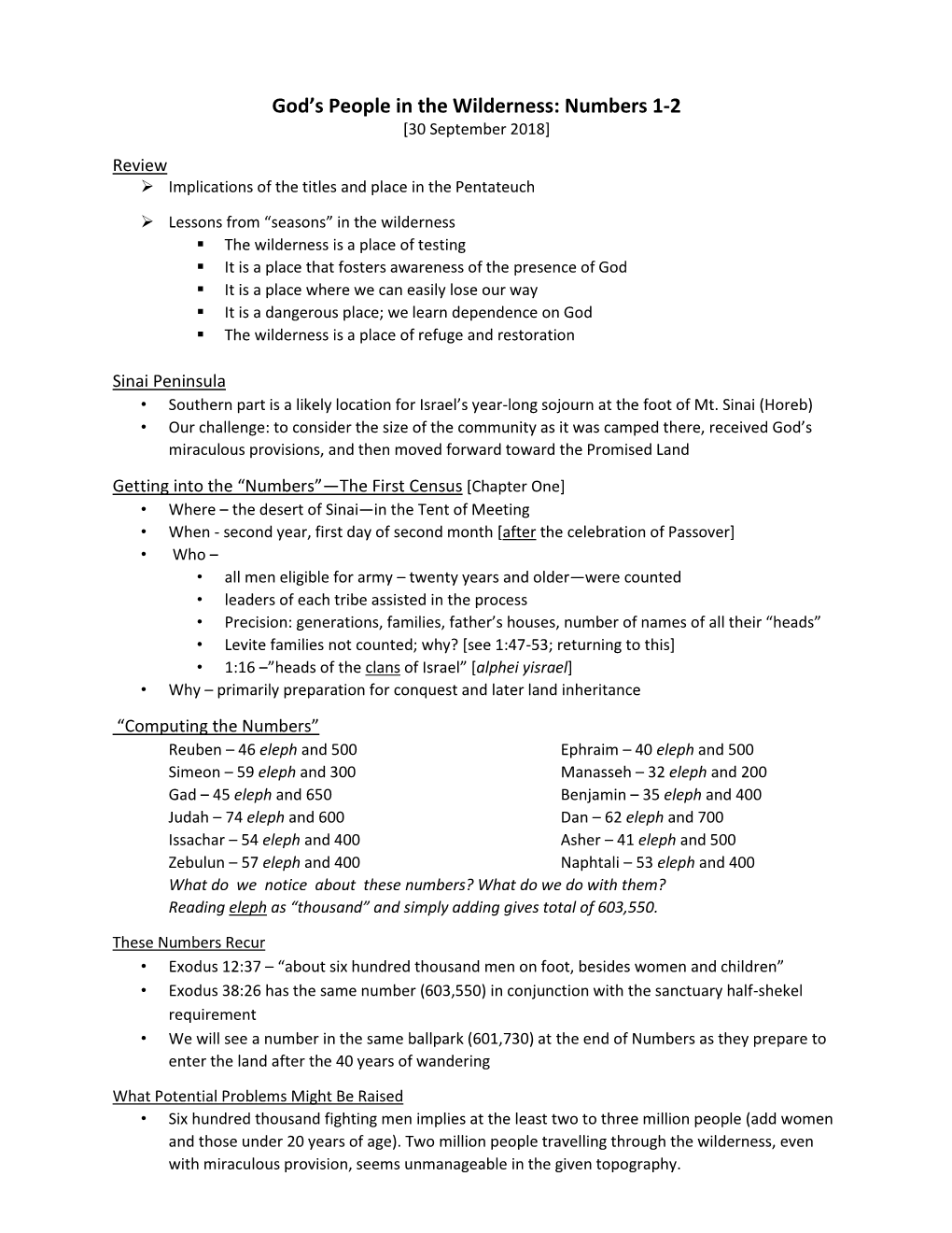 God's People in the Wilderness: Numbers