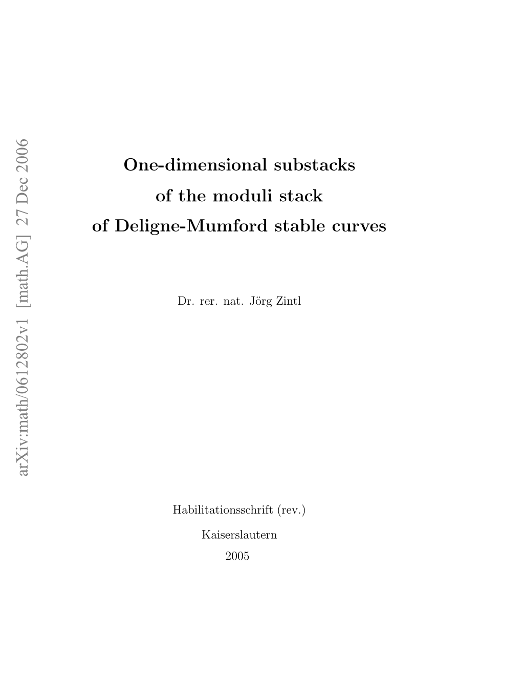 One-Dimensional Substacks of the Moduli Stack of Deligne-Mumford Stable Curves