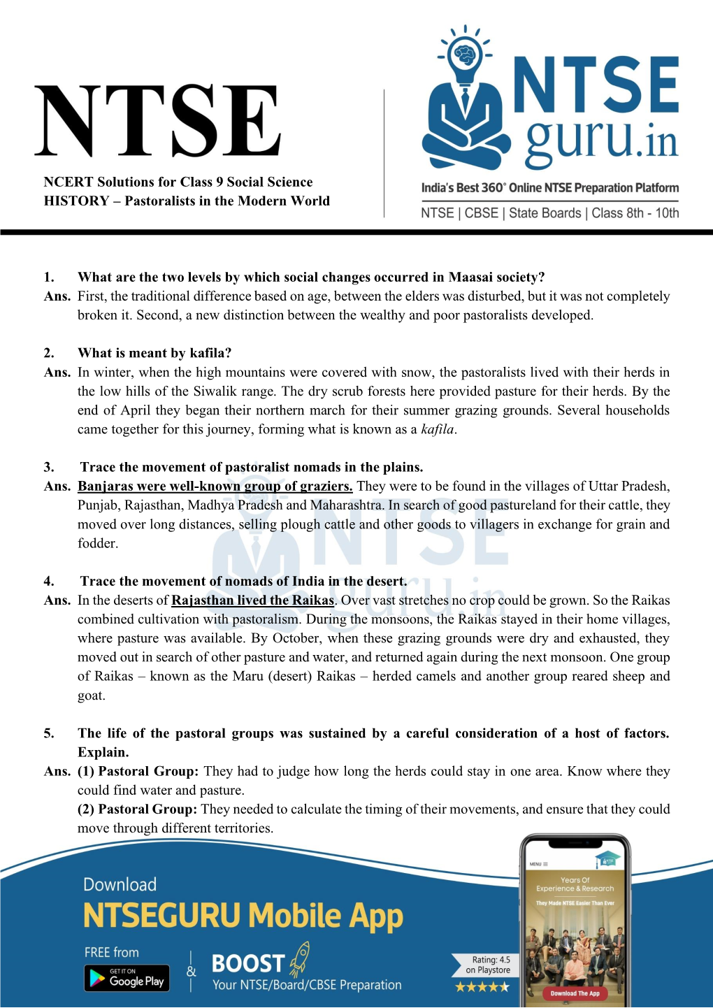 NCERT Solutions for Class 9 Social Science HISTORY – Pastoralists in the Modern World 1. What Are the Two Levels by Which Soci